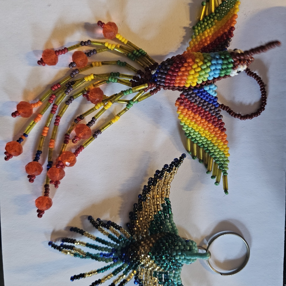 Colorful Beaded Bird Keychain - Picture 6 of 12
